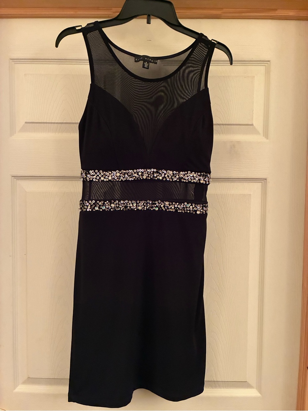 City Studio Black Mesh Midi Dress with Sequin Waistbands
